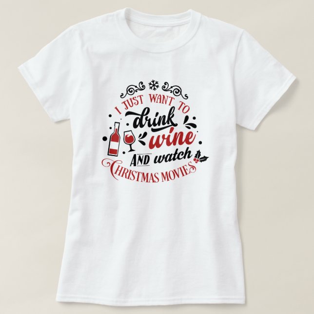 Julfilmer och Vin T-Shirt (Design framsida)