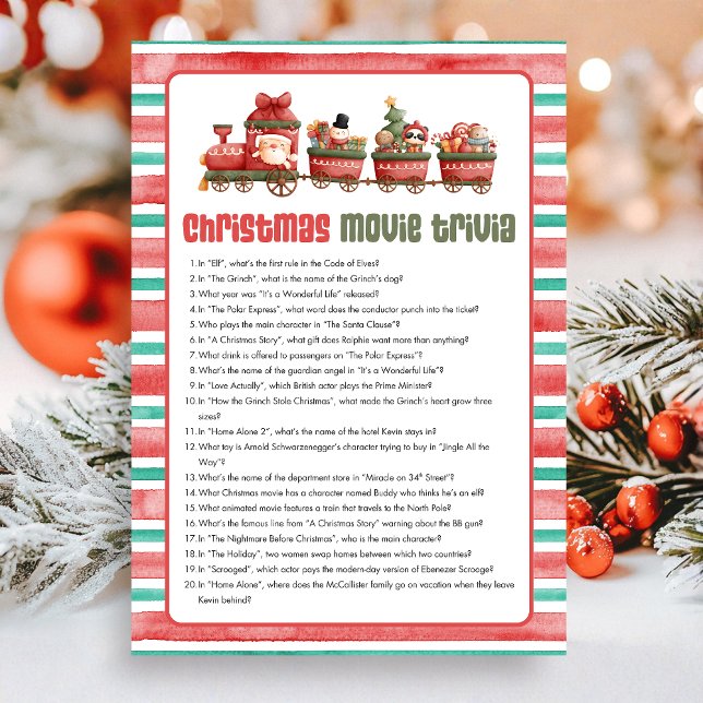 Julfilms Trivia Spel Julkort (Christmas Game Card)
