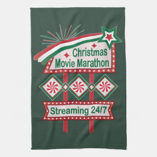 Julfilmsmaraton Retro Marquee Festivt Kökshandduk