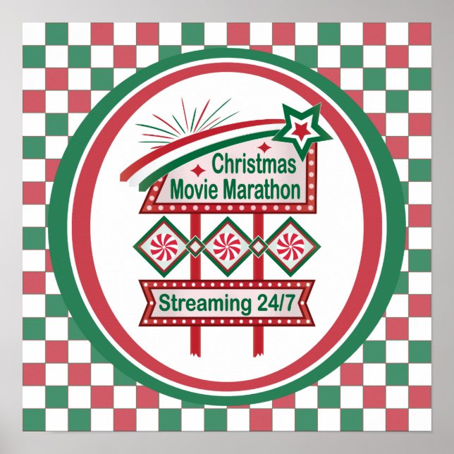 Julfilmsmaraton Retro Marquee Festivt Poster (Framsidan)