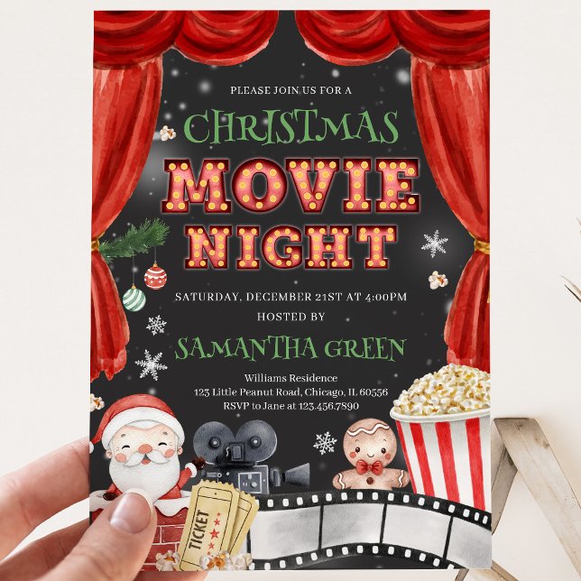 Julfilmsnatt Julfest Inbjudningar (Skapare uppladdad)