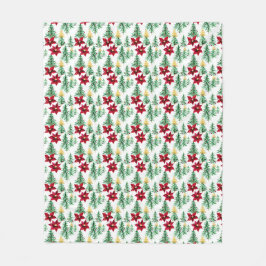 Julfilt med träd och röd poinsettia fleecefilt