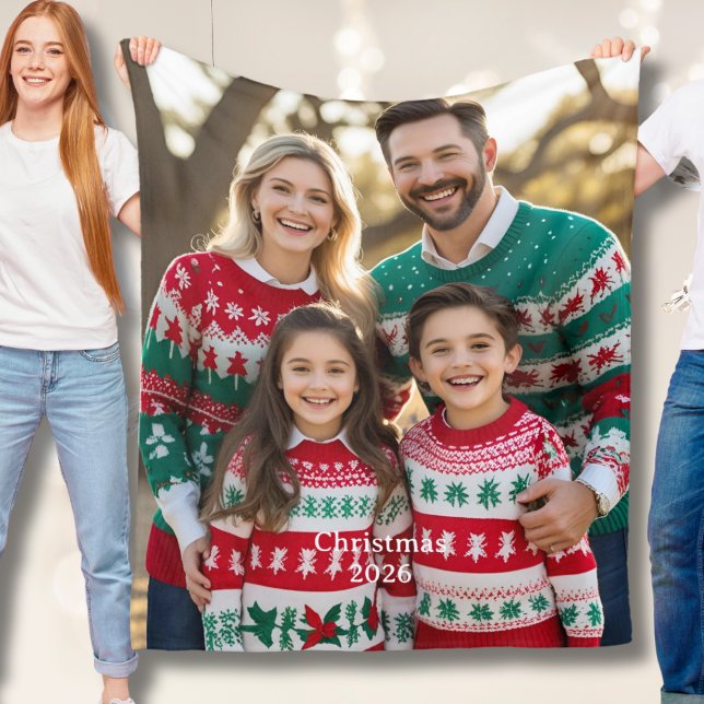 Julfiltar för mormor och morfar med foto fleecefilt (Skapare uppladdad)