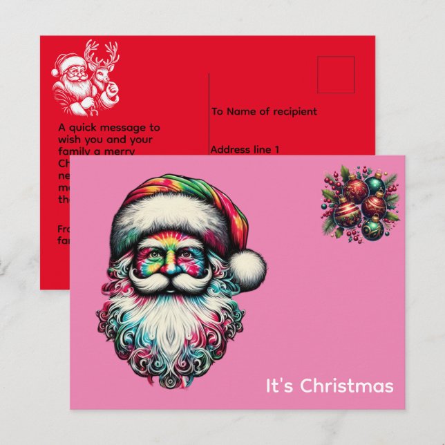 Julfina Jultomten 4 Vykort (Fram/baksida)