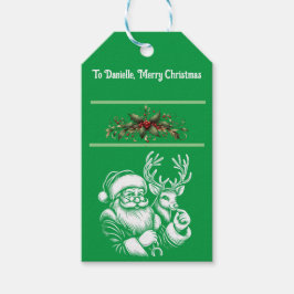 Julfina Jultomten i grönt Presentetikett