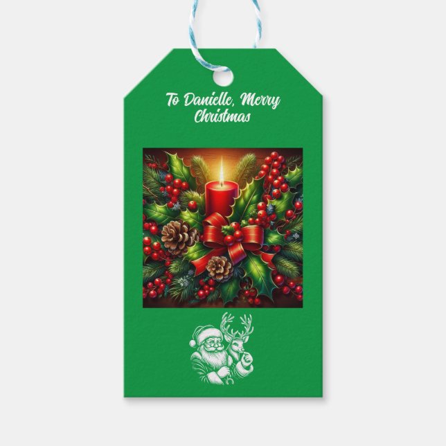 Julfina ljus och Polar Bear Presentetikett (Framsidan)