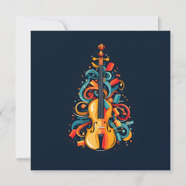 Julfiol Violin Julgran gratulationskort Julkort (Framsida)
