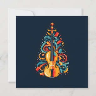Julfiol Violin Julgran gratulationskort Julkort