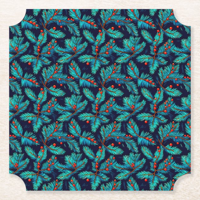 Julfir Gren Mönster-82397 Underlägg Papper (Framsida)