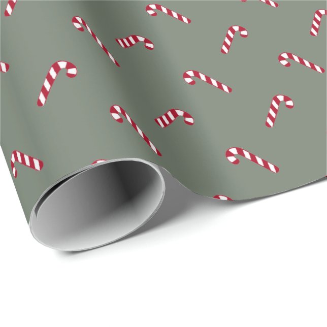 Julfir grus grönt röd candy cane söt presentpapper (Rullad Hörn)