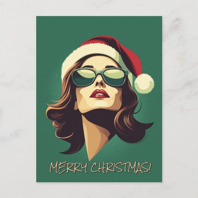 Julfirande affärskvinna vykort (Framsida)