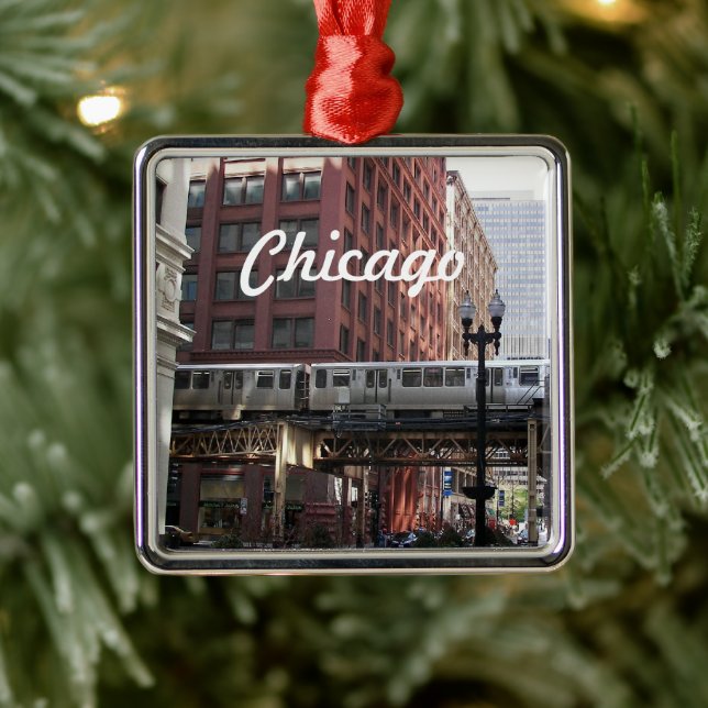 Julfirande Chicago Elevated Loop-tåg Julgransprydnad Metall (Träd)
