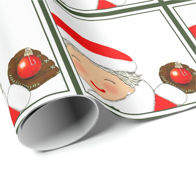Julfirande för tjejers baseboll presentpapper (Rullad Hörn)