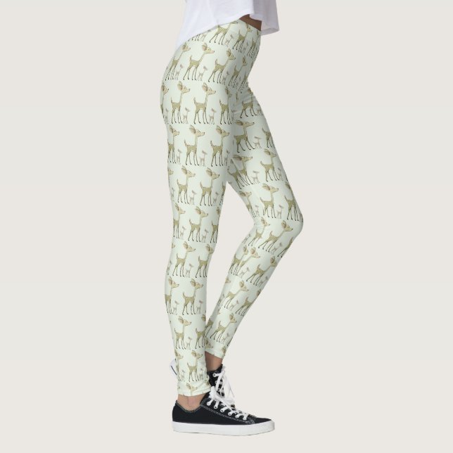 Julfirande Gröna Hjortar Högtider Söt Leggings (Höger)