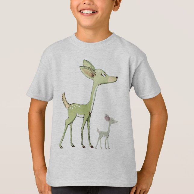 Julfirande Gröna Hjortar Högtider Söt T Shirt (Framsida)