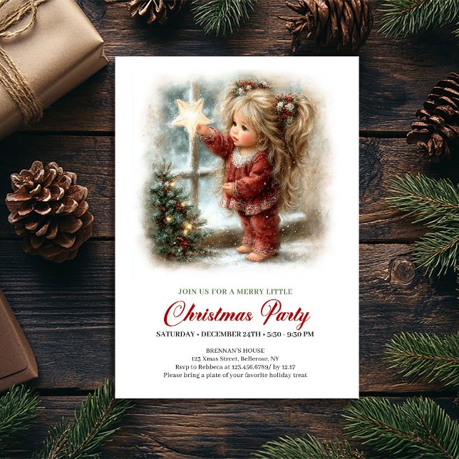 Julfirande Inbjudan Rustik Högtidsstämning (Christmas Celebration Invite Rustic Holiday Scene Art)