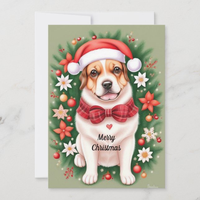 Julfirande Julhund Platt Julkort (Framsida)