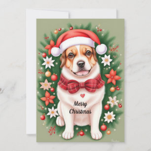 Julfirande Julhund Platt Julkort