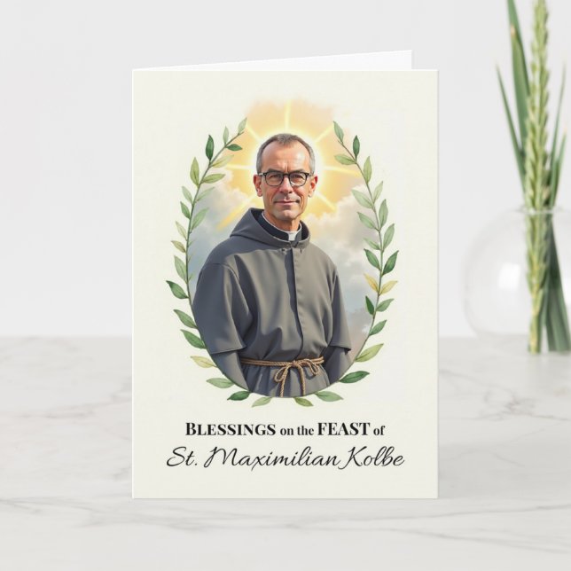 Julfirande krans för Sankt Maximilian Kolbe Kort (Framsida)