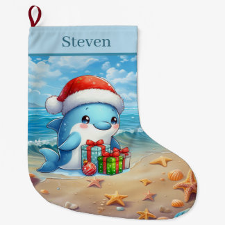 Julfirande lägg till namn strand delfin stor julstrumpa