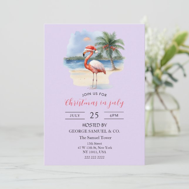 Julfirande med Företagets Namn Flamingo Inbjudningar (Stående Fram)