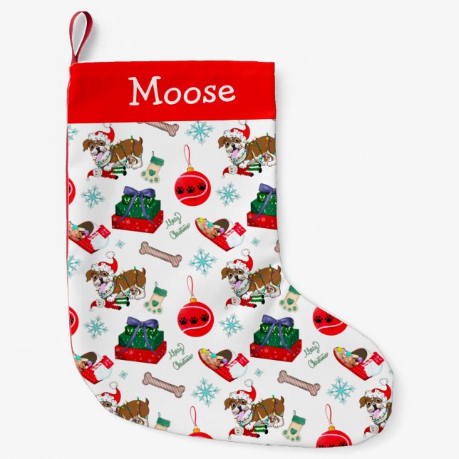 Julfirande med Goofy Bulldog  Liten Ch Julstrumpa (Framsidan)