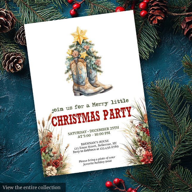 Julfirande på lantgård inbjudan (Rustic farmhouse Christmas party invitation printable

)
