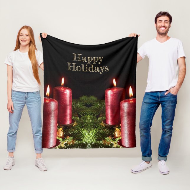 Julfirande Röda Ljus Vinterlov Fleecefilt (På plats)