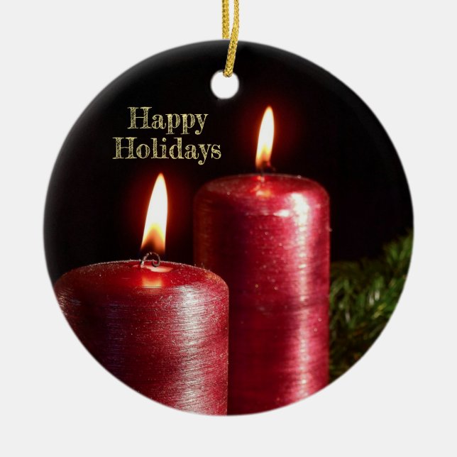 Julfirande Röda Ljus Vinterlov Julgransprydnad Keramik (Framsidan)