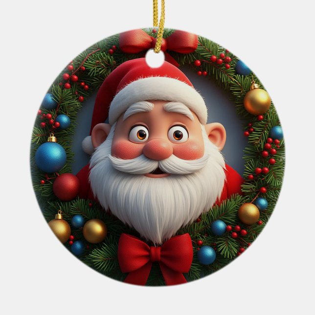 🎄 Julfirande Tecknad Tomte Julgransprydnad Keramik (Framsidan)