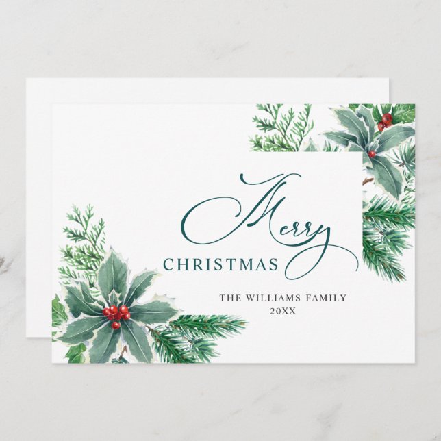 Julfirande Vattenfärg Julbär Julhälsning Julkort (Fram/baksida)