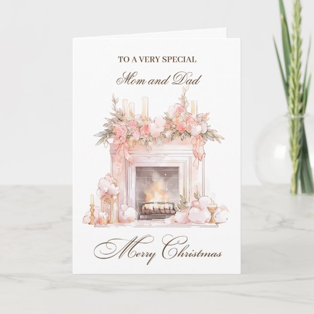 Julfireplace Mamma & Pappa Helgkort (Framsida)