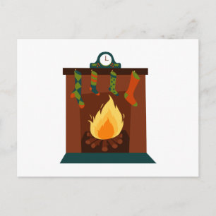 Julfireplace Vykort