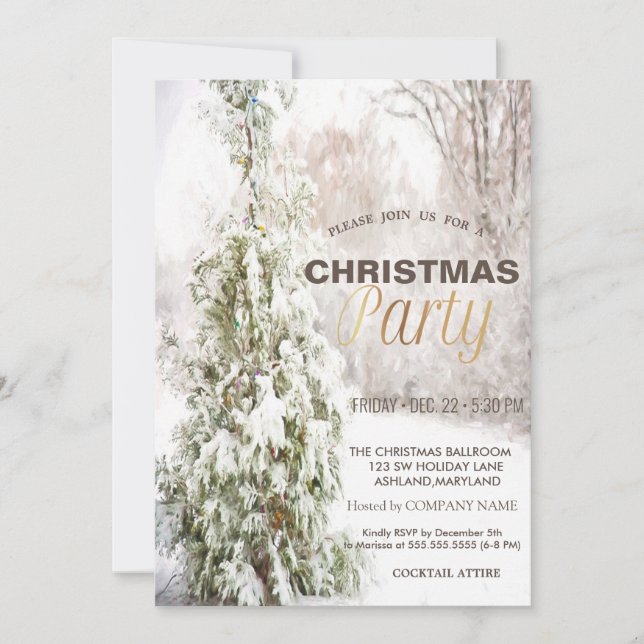 Julfirmanajubileum på tall under snö inbjudningar (Framsida)