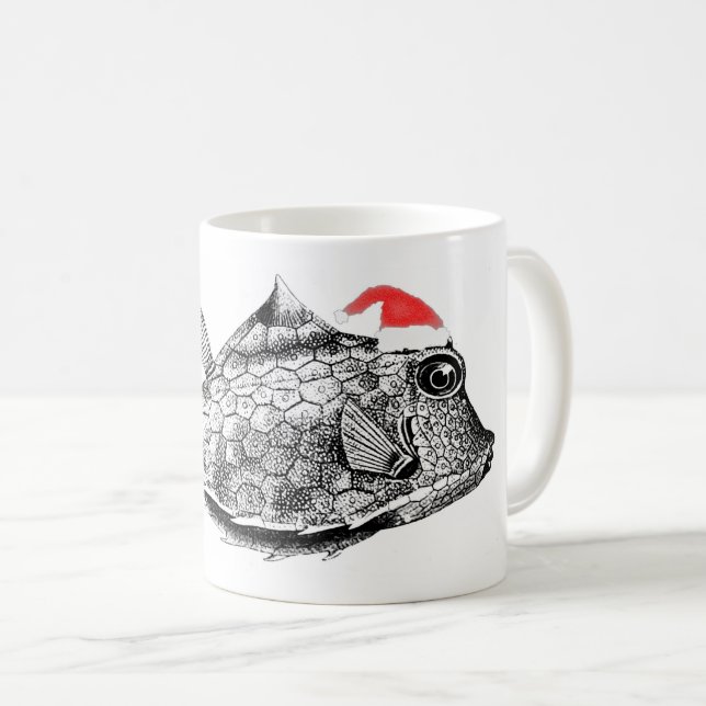 Julfisk (kastanj) med Santa Hat Kaffemugg (Framsida höger)
