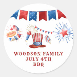 Julfjärde familjens Namn BBQ Runt Klistermärke