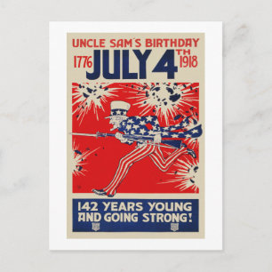 Julfjärde morbror Sam's Birthday WWI Propaganda Vykort