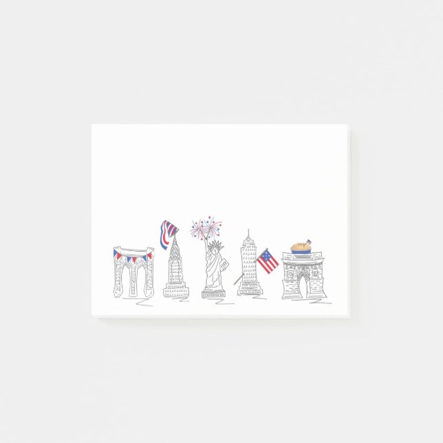 Julfjärde Patriotic Americana Kärlek USA NYC Ameri Post-it Block (Framsida)