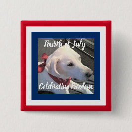 Julfjärde Rött vitt blått Hund i Cute War Scarf Knapp