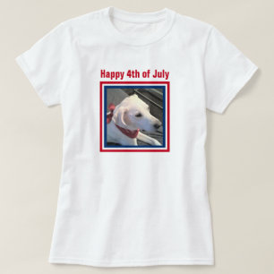 Julfjärde Rött vitt blått Hund i Cute War Scarf T Shirt