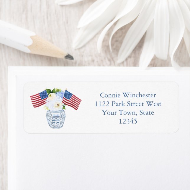 Julfjärde stjärnan och Rand Ginger Burk Returadres Returadress Etikett (Insitu)