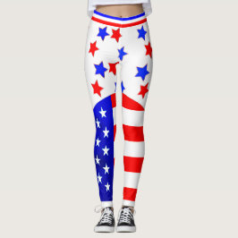 Julfjärde USA Rött vitt blått Stars och stripes Leggings