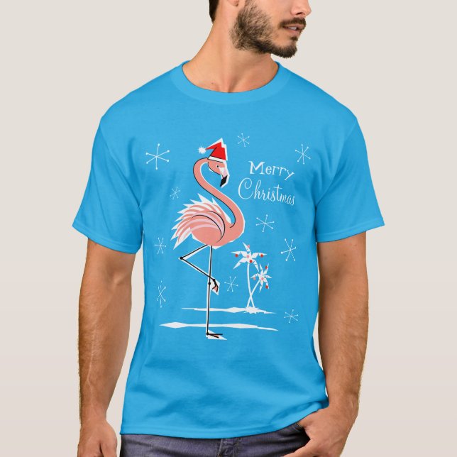 Julflamingo God jul t-shirt manar (Framsida)