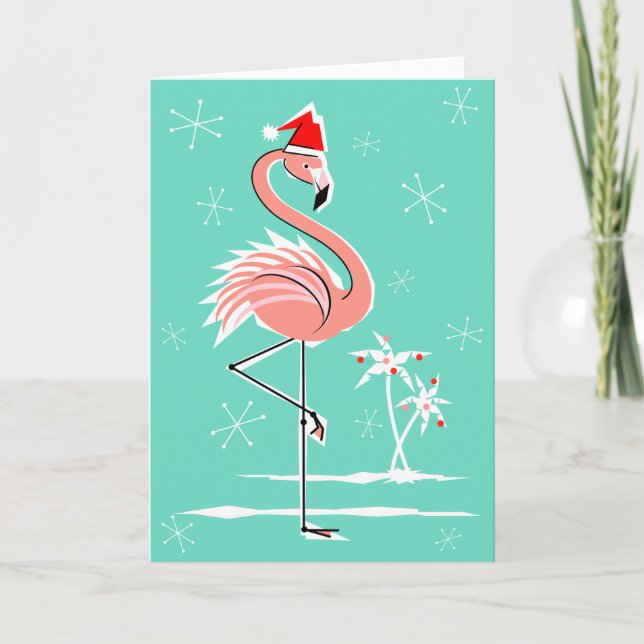 Julflamingo hälsning-kort helgkort (Framsida)