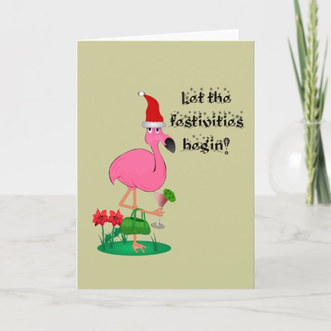 Julflamingo-hälsningskort Helgkort (Framsida)