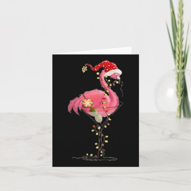 Julflamingo i Martini Gl för Tropical Holi Kort (Framsida)