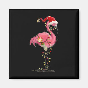 Julflamingo i Martini Gl för Tropical Holi Magnet