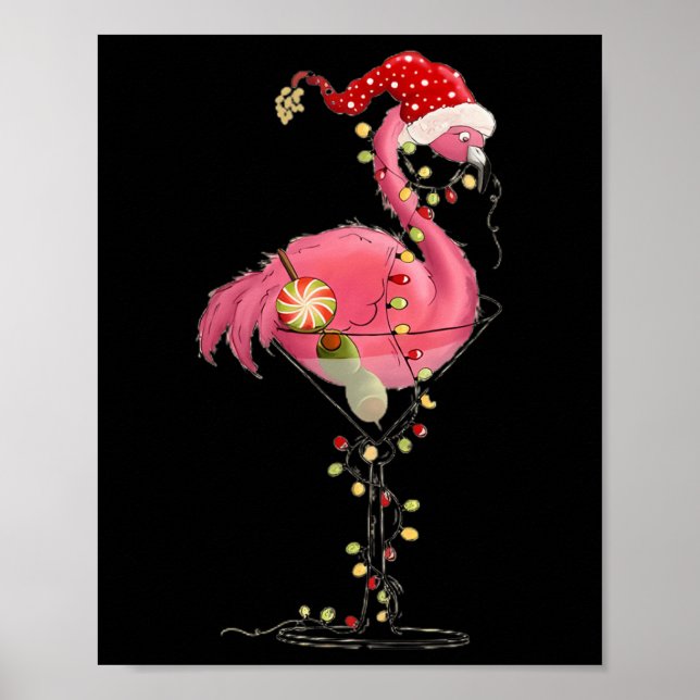 Julflamingo i Martini Gl för Tropical Holi Poster (Framsidan)