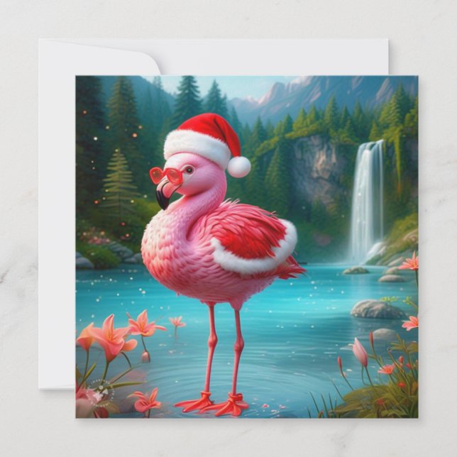 Julflamingo Jultomten-47475 Inbjudningar (Framsida)