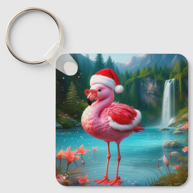 Julflamingo Jultomten-47475 Nyckelring (Framsida)